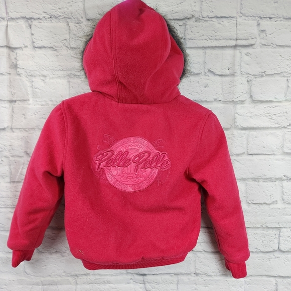 PellePelle Youth Fur Trim Hooded Wool Coat/Jacket in Discontinued Hot Pi… - Picture 11 of 13